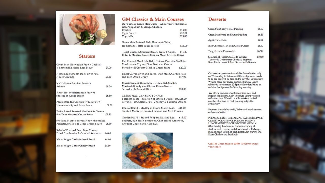 Sunday Lunch Takeaway - The Green Man - Horsham Event