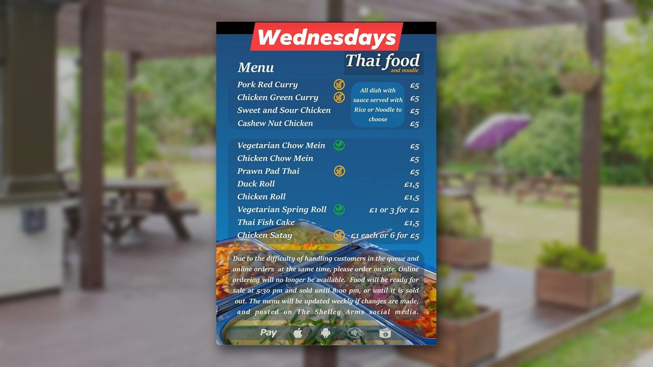 Thai Food Takeaway - The Shelley Arms - Horsham Event