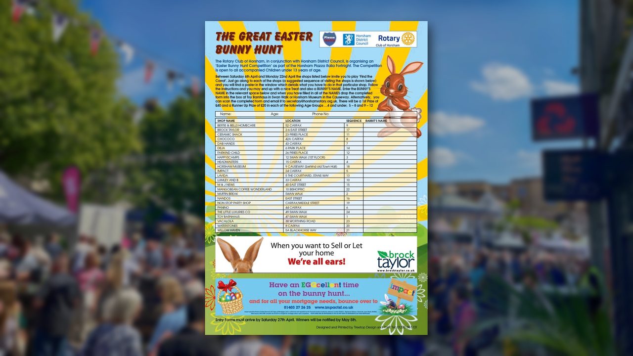 Easter Bunny Hunt - Town Centre - Horsham Event
