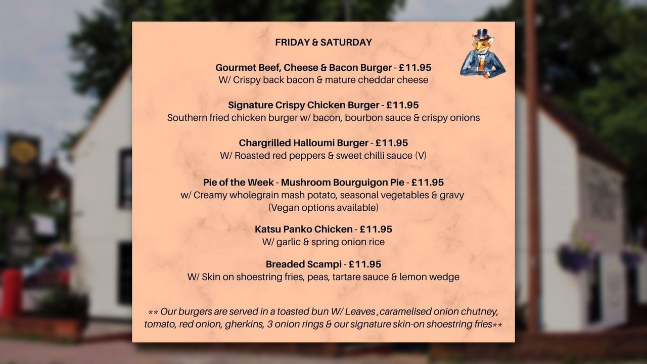 The Tipsy Fox Takeaway - The Tipsy Fox Online - Horsham Event