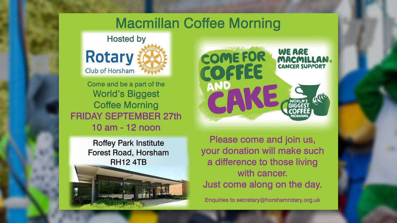 Rotary Macmillan Coffee Morning - Horsham Town Centre - Horsham Event