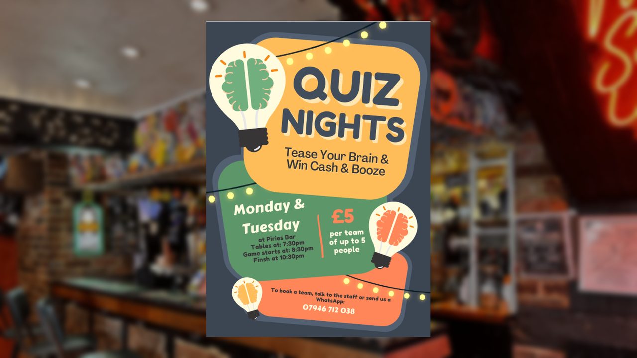 Quiz Night - Piries Bar - Horsham Event