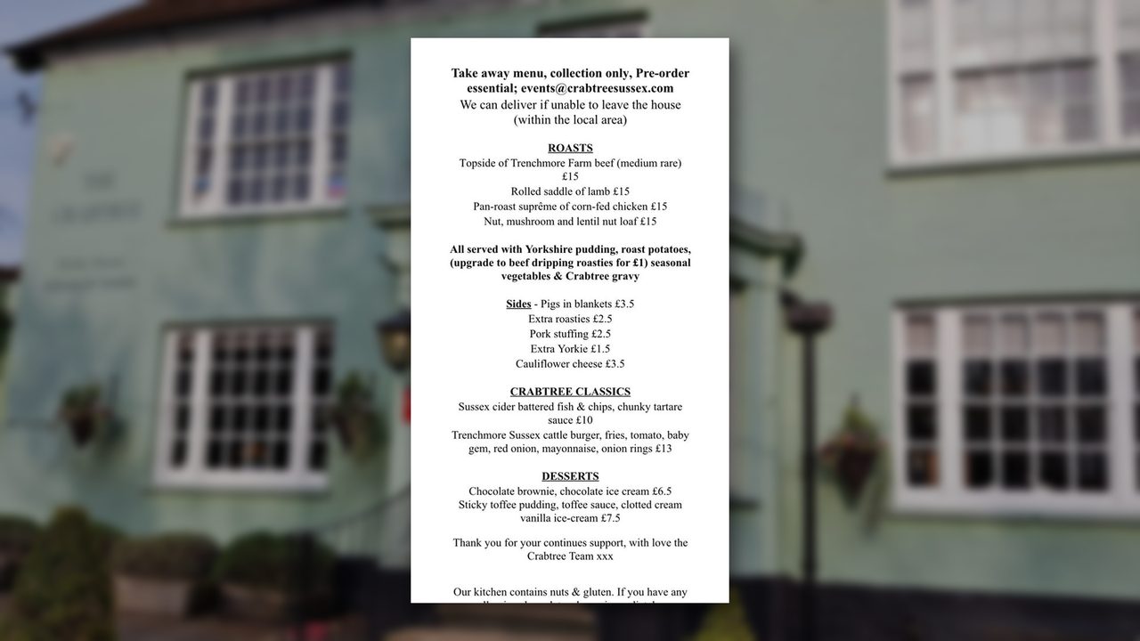 Takeaway Sunday Roasts - The Crabtree - Horsham Event