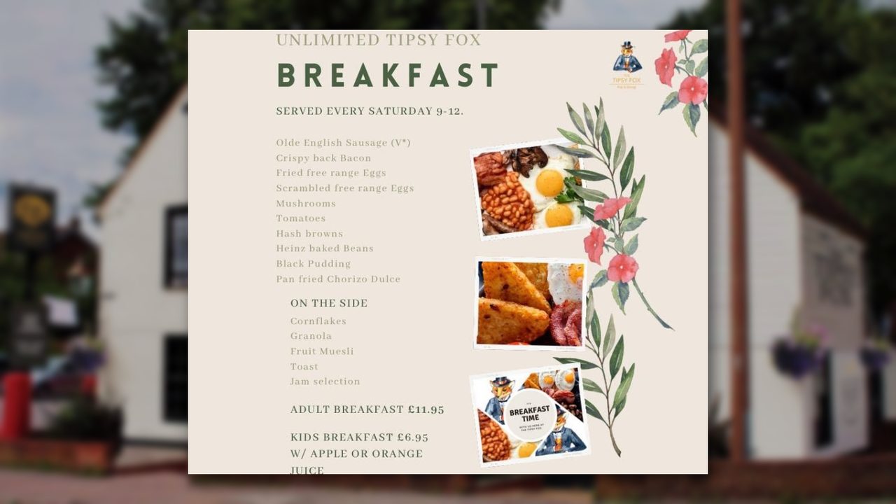Breakfast - The Tipsy Fox - Horsham Event