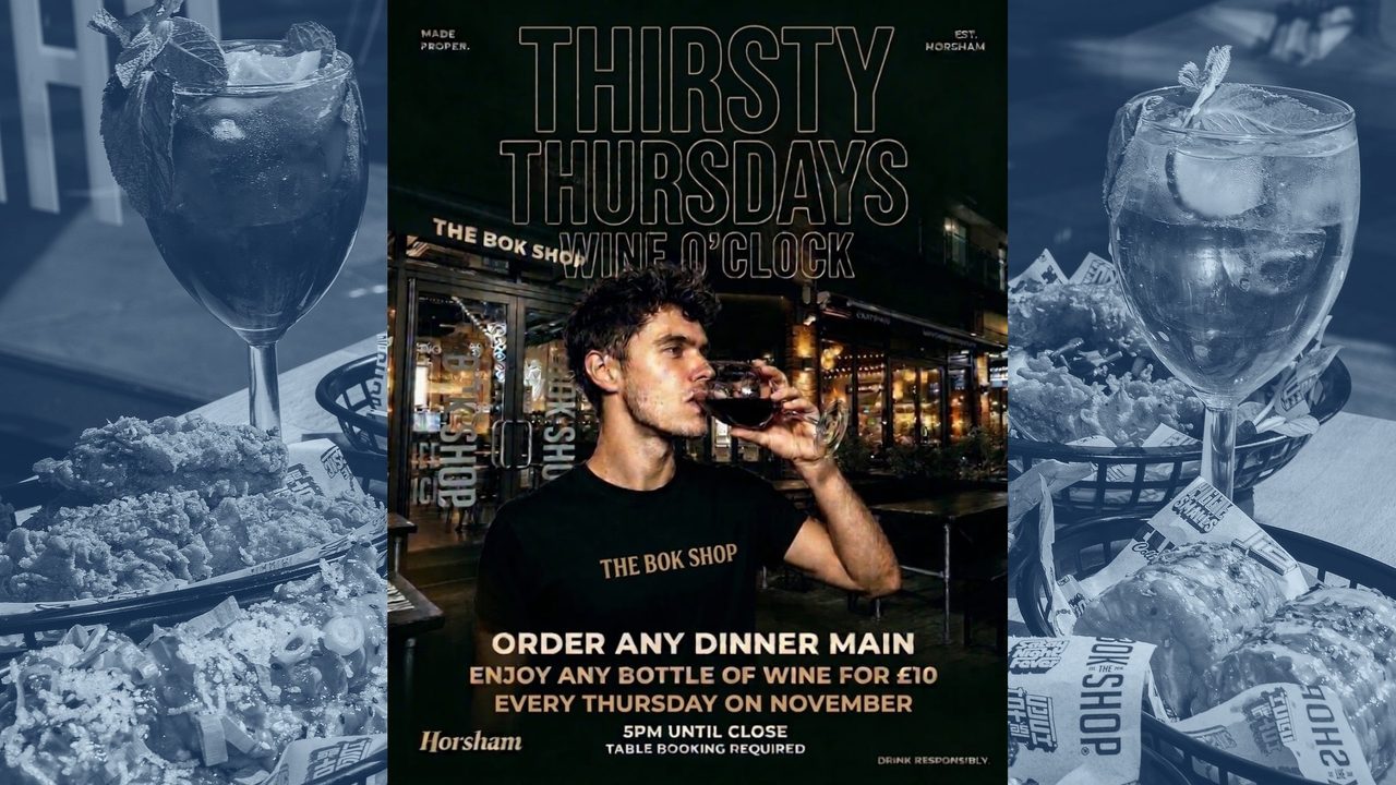 Thirsty Thursdays - Wine O'Clock - The Bok Shop - Horsham Event