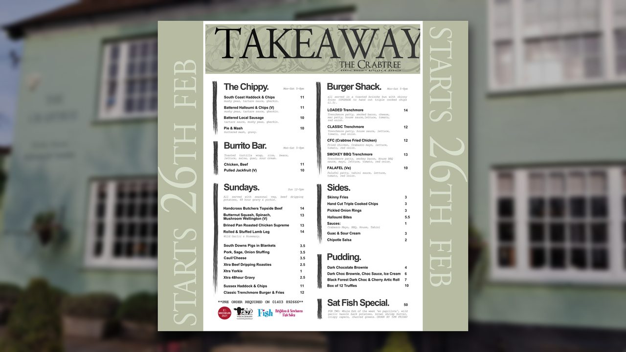 The Crabtree Takeaway Food - The Crabtree - Horsham Event