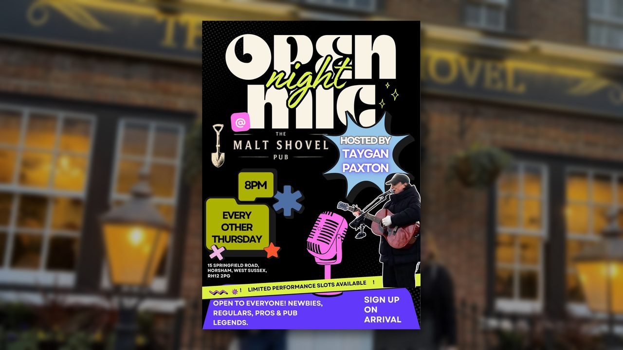 Open Mic with Taygan Paxton - The Malt Shovel - Horsham Event