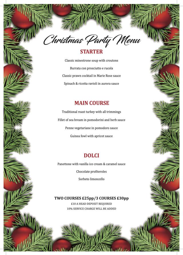Christam Party Menu