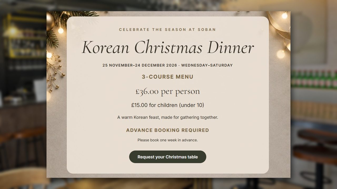 Korean Christmas Dinner - Soban - Horsham Event