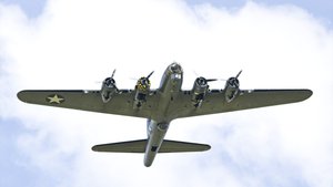 B-17 Sally-B over historic former airfield near Horsham